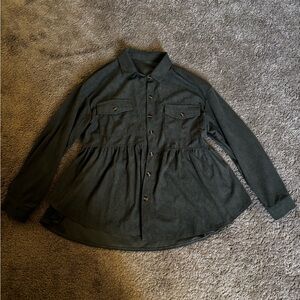 SHEIN Olive Green Polyester Top